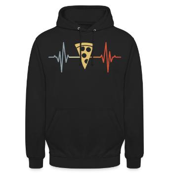 Pizza Pulsschlag - Unisex Hoodie - Schwarz - Vorne - Alina (178cm) & Michal (187cm)