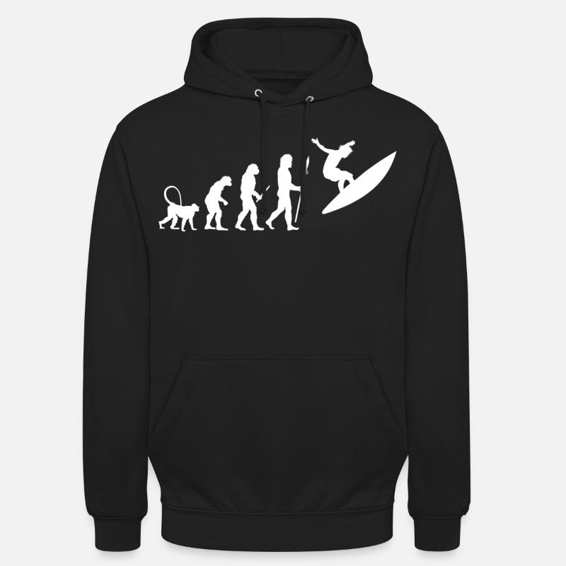 Évolution du surf - Sweat-shirt à capuche unisexe - noir