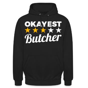Okayest Butcher - Unisex Hoodie - black - Front - Alina (178cm) & Michal (187cm)