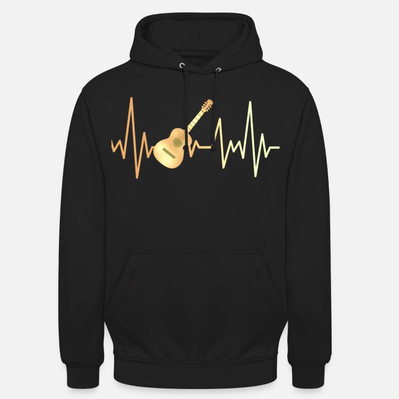 E-Gitarre und Herzfrequenz - Unisex Hoodie - Schwarz
