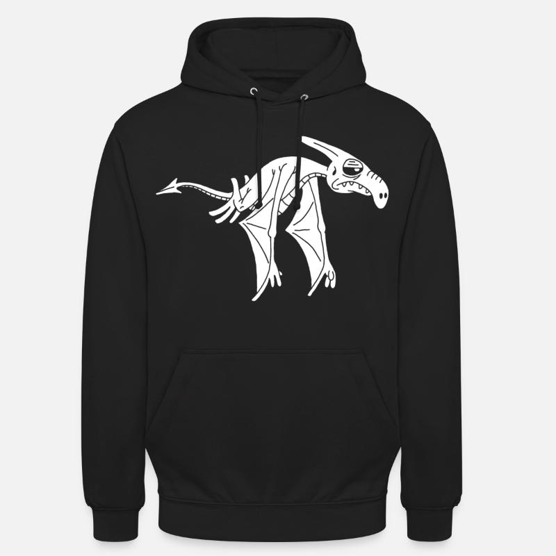 Dinosaure volant blanc - Sweat-shirt à capuche unisexe - noir