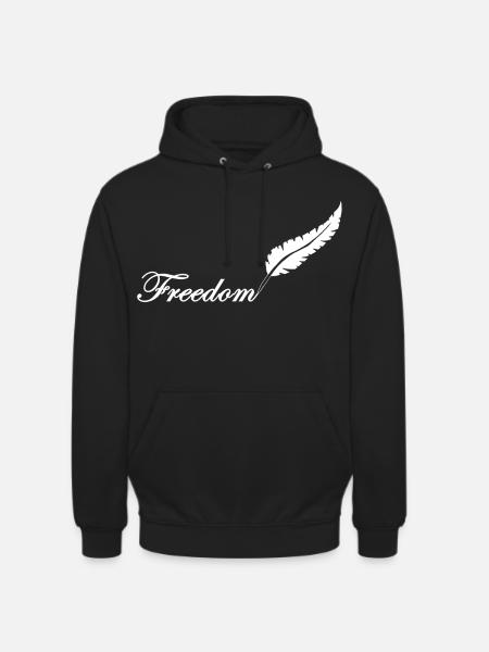 White feather and freedom - Unisex Hoodie - black