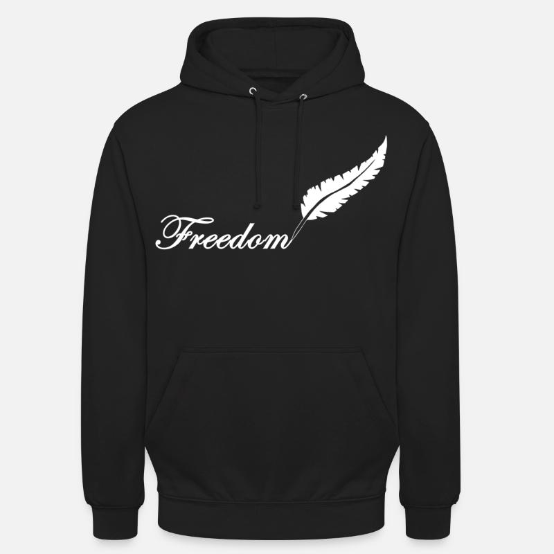 Plume blanche et liberté - Sweat-shirt à capuche unisexe - noir