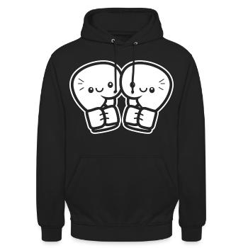 Lustige Boxhandschuhe - Unisex Hoodie - Schwarz - Vorne - Alina (178cm) & Michal (187cm)