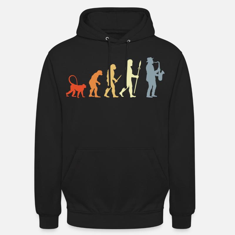 Évolution du saxophoniste - Sweat-shirt à capuche unisexe - noir