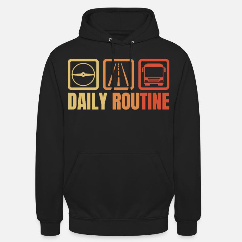 Routine quotidienne du chauffeur d’autobus - Sweat-shirt à capuche unisexe - noir