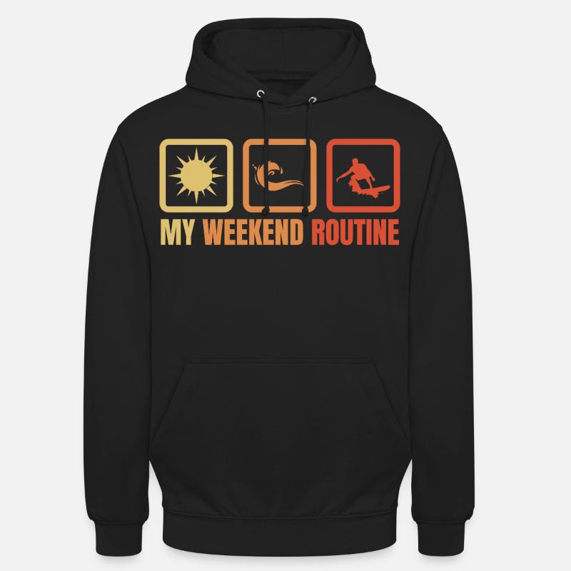 Routine du week-end de surf - Sweat-shirt à capuche unisexe - noir