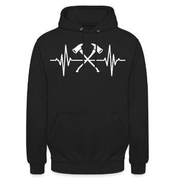 Firefighter Axe Heart Line ECG - Unisex Hoodie - black - Front - Alina (178cm) & Michal (187cm)