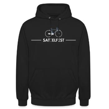 sattelfest radfahrer sport spruch - Unisex Hoodie - Schwarz - Vorne - Alina (178cm) & Michal (187cm)