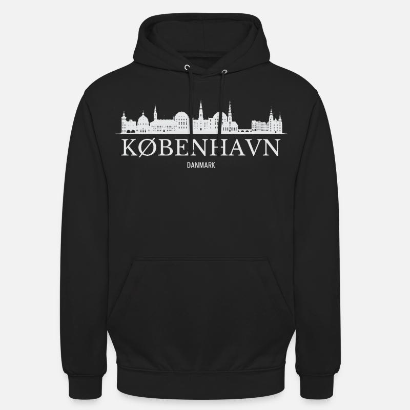 Copenhague Skyline, Copenhague Danemark - Sweat-shirt à capuche unisexe - noir
