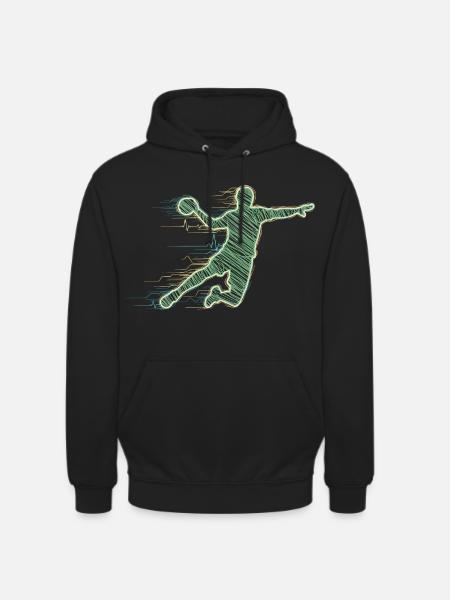 Handball Player Heartbeat ECG Handball Sports Gift - Unisex Hoodie - black