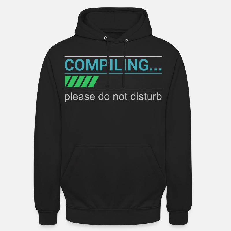 Lustiges Programmierer T-Shirt - Compiling Please - Unisex Hoodie - Schwarz