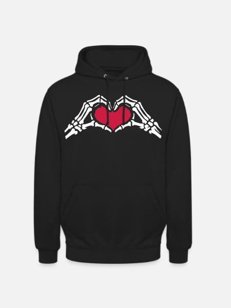 Skeleton Hands Heart Love Valentine's Day - Unisex Hoodie - black