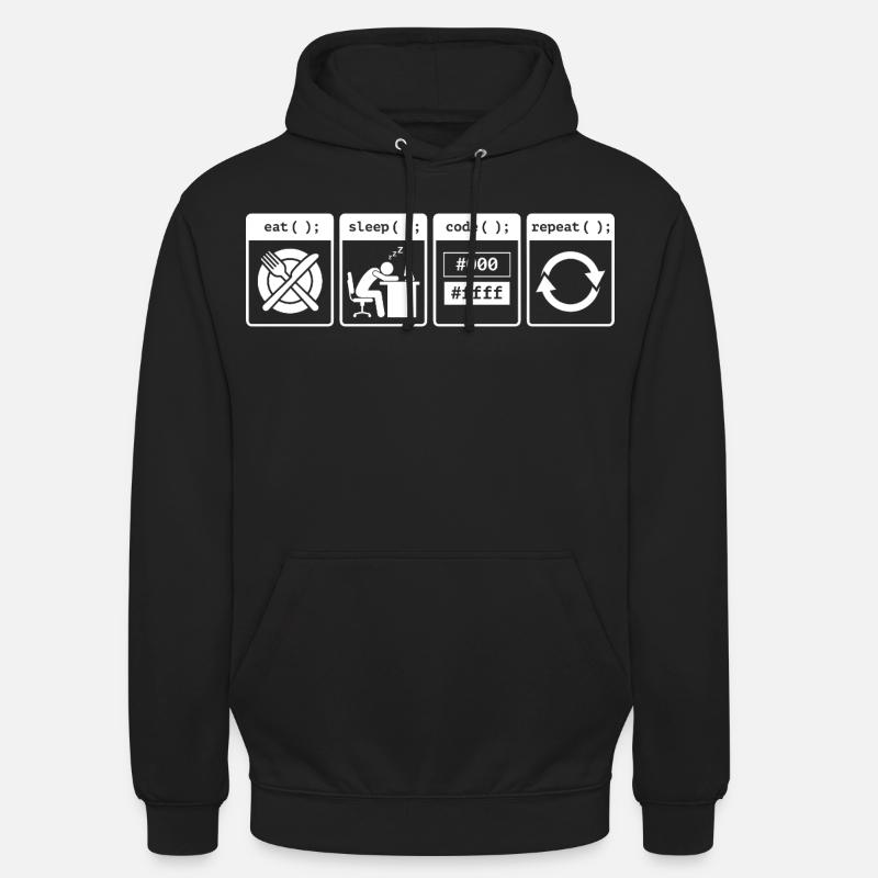 Eat Sleep Code Repeat – Coder Workflow Design - Unisex Hoodie - black