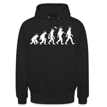 Homo Carnival | Évolution des Fous, Engraissé - Sweat-shirt à capuche unisexe - noir - Devant - Alina (178cm) & Michal (187cm)