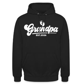 Opa 2026 - Stolzer Opa - Geschenkidee - Unisex Hoodie - Schwarz - Vorne - Alina (178cm) & Michal (187cm)