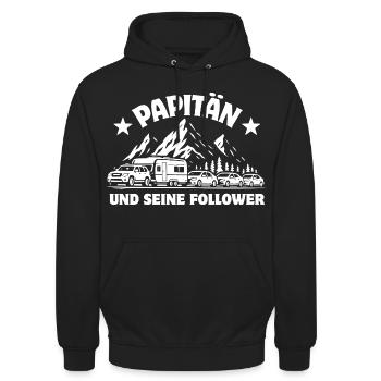 PAPITÄN UND SEINE FOLLOWER | Caravan Stau - Unisex Hoodie - Schwarz - Vorne - Alina (178cm) & Michal (187cm)