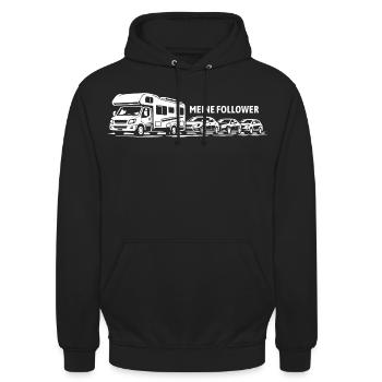 Ich und meine Follower - Wohnmobil - Stau - Unisex Hoodie - Schwarz - Vorne - Alina (178cm) & Michal (187cm)