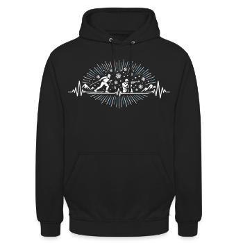 ECG de battement cardiaque et pulsation de biathlon - Sweat-shirt à capuche unisexe - noir - Devant - Alina (178cm) & Michal (187cm)