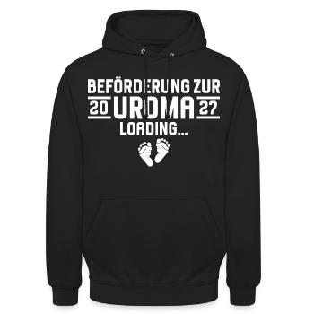 Beförderung zur Uroma 2027 loading - Unisex Hoodie - Schwarz - Vorne - Alina (178cm) & Michal (187cm)
