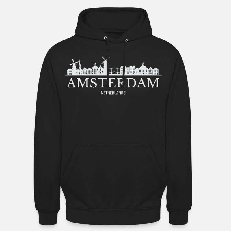 Silhouette d’Amsterdam, Amsterdam Pays-Bas - Sweat-shirt à capuche unisexe - noir
