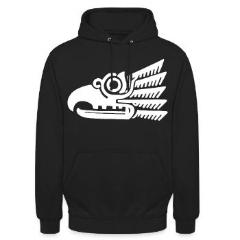 Weißer Stammesvogelkopf - Unisex Hoodie - Schwarz - Vorne - Alina (178cm) & Michal (187cm)