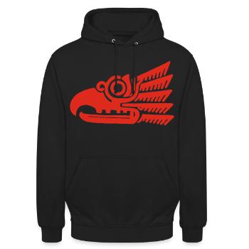 Roter Stammesvogelkopf - Unisex Hoodie - Schwarz - Vorne - Alina (178cm) & Michal (187cm)