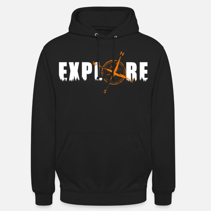 Explore motif with a compass - Unisex Hoodie - black