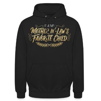 Schwiegermutter Lieblingskind Spruch - Unisex Hoodie - Schwarz - Vorne - Alina (178cm) & Michal (187cm)