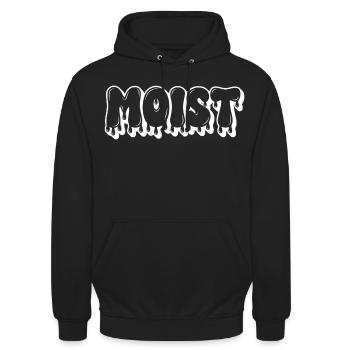 Feuchter tropfender Text - Unisex Hoodie - Schwarz - Vorne - Alina (178cm) & Michal (187cm)