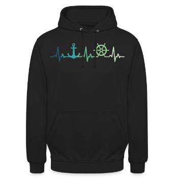 Ankerherzschlag Matrose Geschenk Matrose - Unisex Hoodie - Schwarz - Vorne - Alina (178cm) & Michal (187cm)