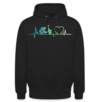 Heartbeat Roller Motor Roller - Unisex Hoodie - Schwarz - Vorne - Alina (178cm) & Michal (187cm)