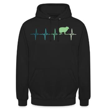 Sheep heartbeat Sheep Sheep - Unisex Hoodie - black - Front - Alina (178cm) & Michal (187cm)