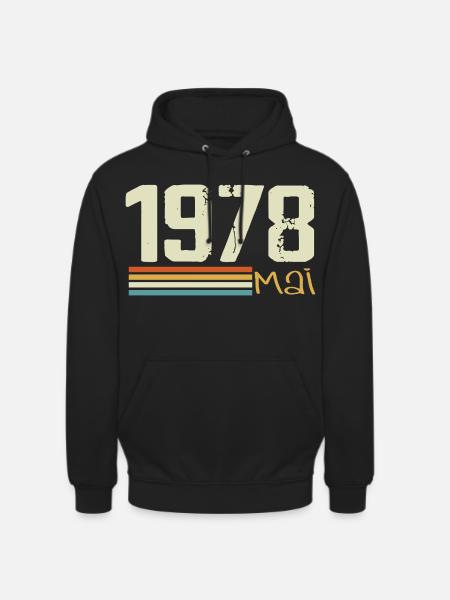 Mai 1978 - Sweat-shirt à capuche unisexe - noir