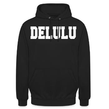 Delulu - Sweat-shirt à capuche unisexe - noir - Devant - Alina (178cm) & Michal (187cm)