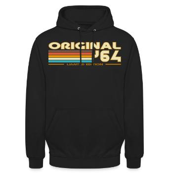 Originales 64 Retro Rainbow - Unisex Hoodie - Schwarz - Vorne - Alina (178cm) & Michal (187cm)