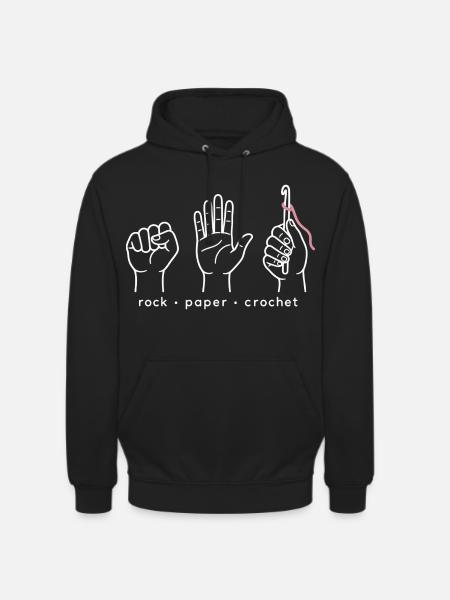 Stein Papier Häkeln - Unisex Hoodie - Schwarz