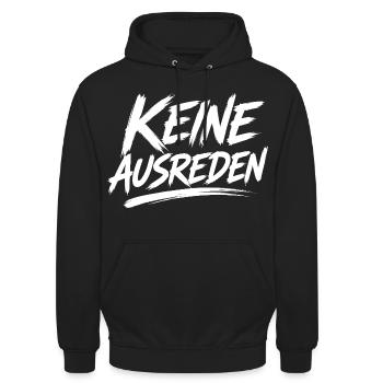 Keine Ausreden Motivdruck - Unisex Hoodie - Schwarz - Vorne - Alina (178cm) & Michal (187cm)