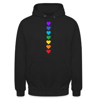 Bunte Herzen Chakren Yoga Chakra Meditation - Unisex Hoodie - Schwarz - Vorne - Alina (178cm) & Michal (187cm)