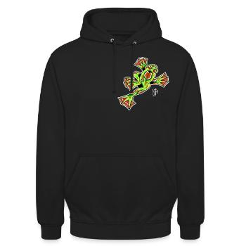Frosch - Unisex Hoodie - Schwarz - Vorne - Alina (178cm) & Michal (187cm)