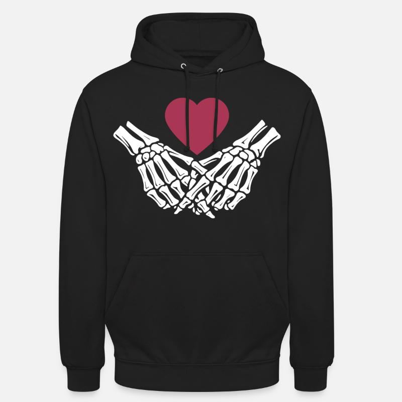 Amour éternel | Mains d’os | Squelette | Cœur - Sweat-shirt à capuche unisexe - noir