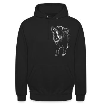 Wildschwein - Wildsau - Keiler - Wild Boar - Unisex Hoodie - Schwarz - Vorne - Alina (178cm) & Michal (187cm)