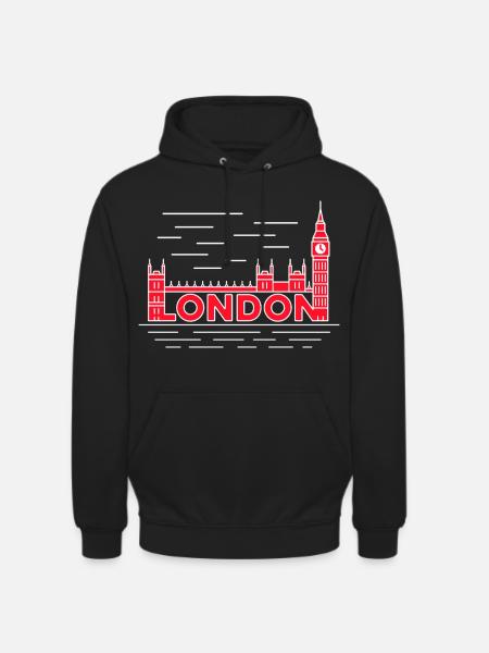 London Skyline Bold Red - Unisex Hoodie - black