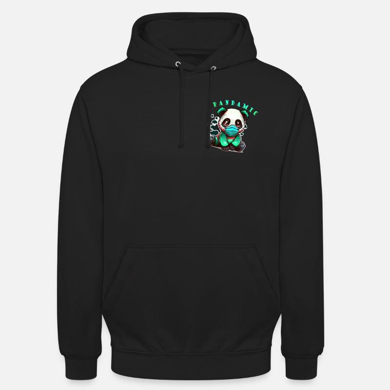 Panda-Pandamic Mignon assis - Sweat-shirt à capuche unisexe - noir