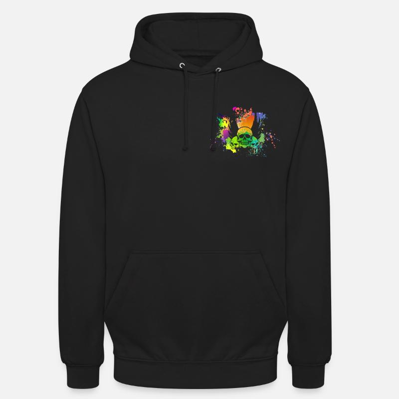 Crâne avec tache de couleur - Sweat-shirt à capuche unisexe - noir