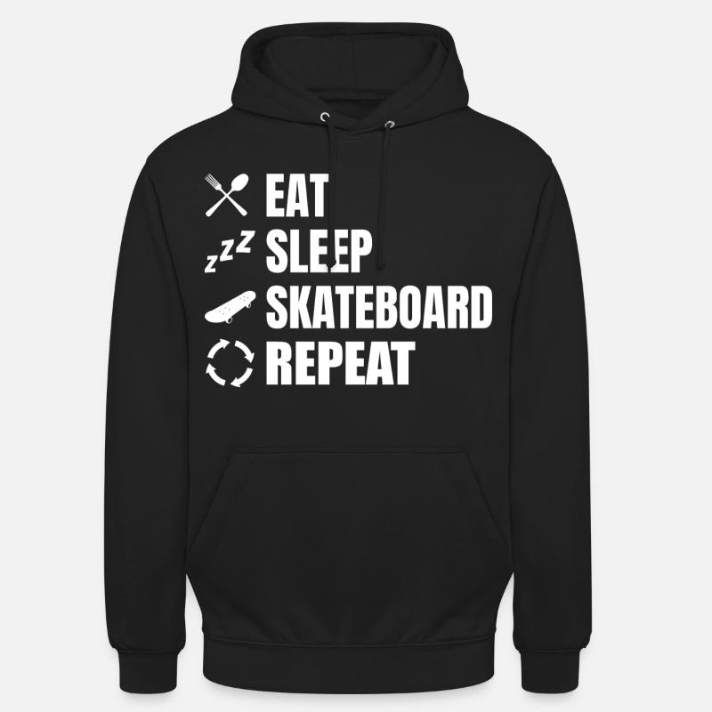 Eating, sleeping, skateboarding, repeating - Unisex Hoodie - black