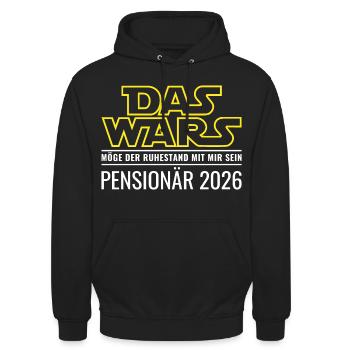Pensionär 2026 Das wars Ruhestand Beamter Pension - Unisex Hoodie - Schwarz - Vorne - Alina (178cm) & Michal (187cm)