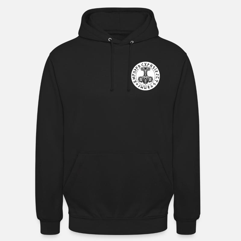 Runes circulaires de Mjöllnir blanches - Sweat-shirt à capuche unisexe - noir