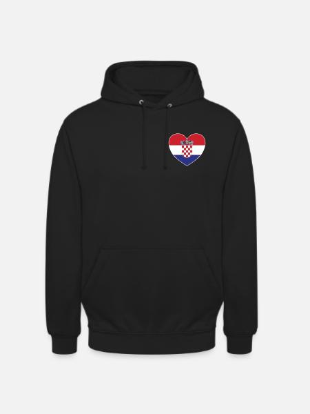 Croatia Flag Heart - Unisex Hoodie - black