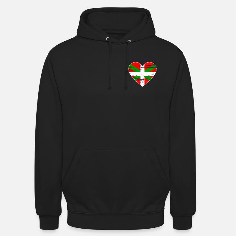Drapeau basque coeur utilisé - Sweat-shirt à capuche unisexe - noir